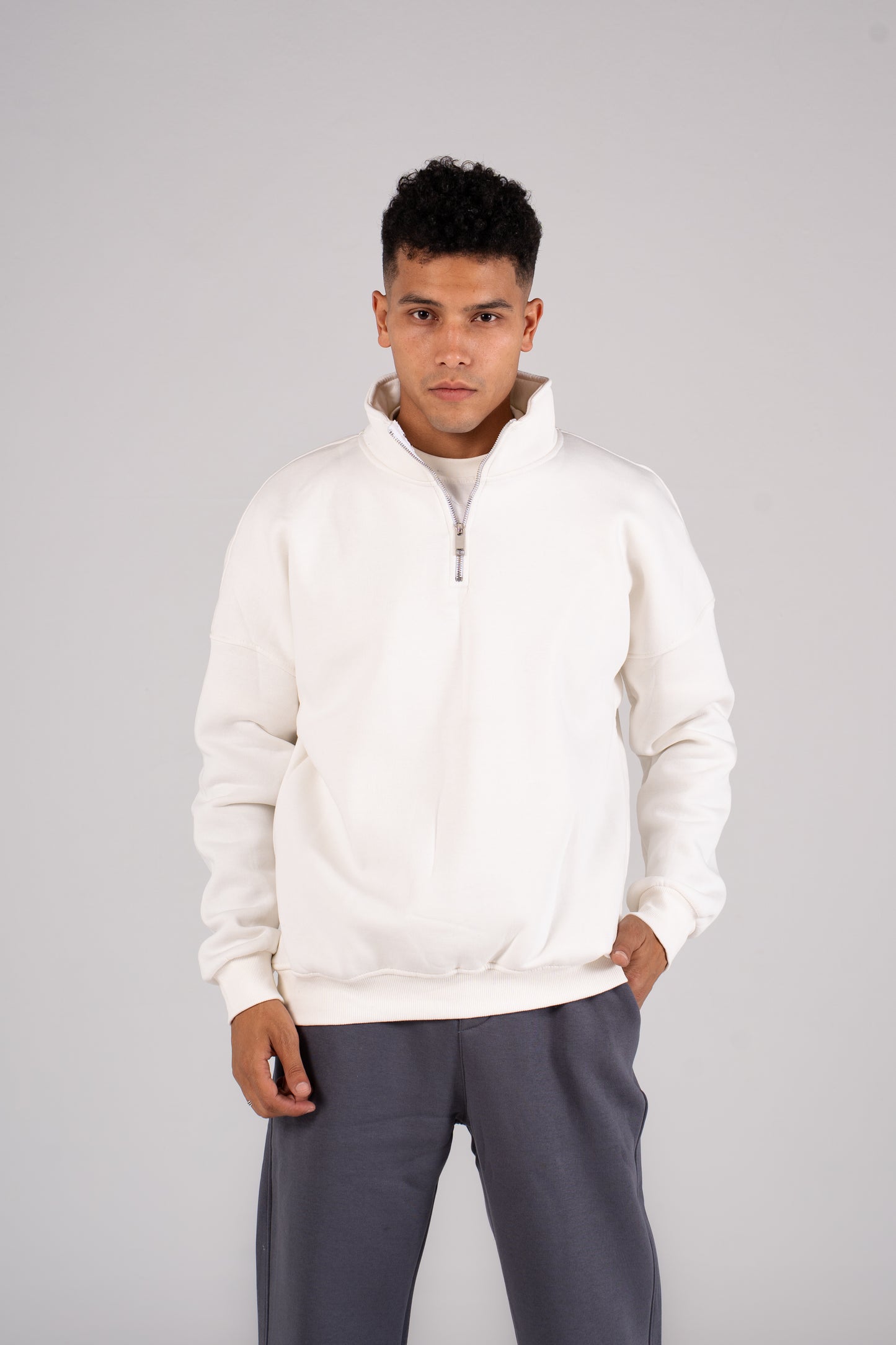 Zipper Melton Sweatshirt سويت شيرت مبطن ميلتون ربع سوسته