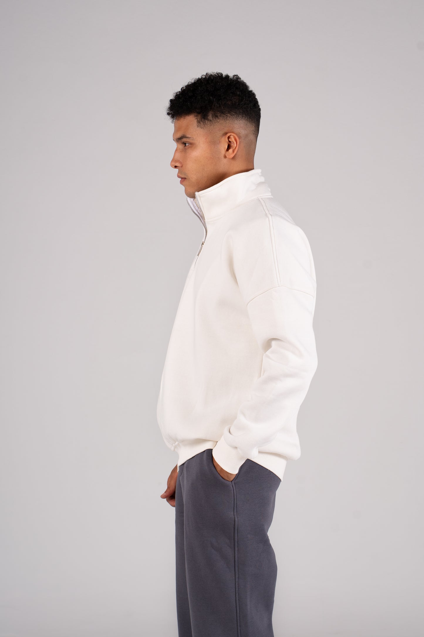 Zipper Melton Sweatshirt سويت شيرت مبطن ميلتون ربع سوسته