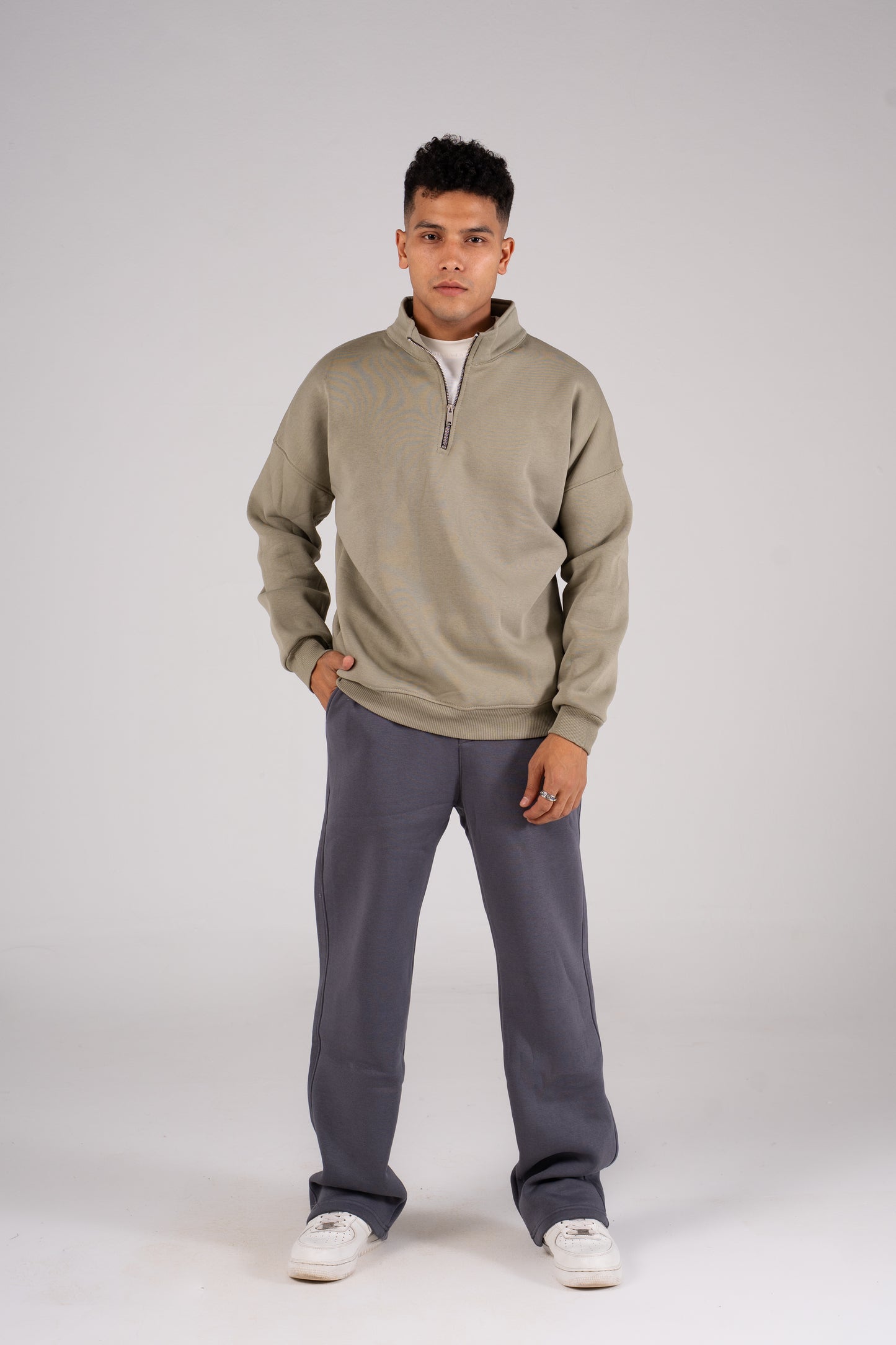 Zipper Melton Sweatshirt سويت شيرت مبطن ميلتون ربع سوسته