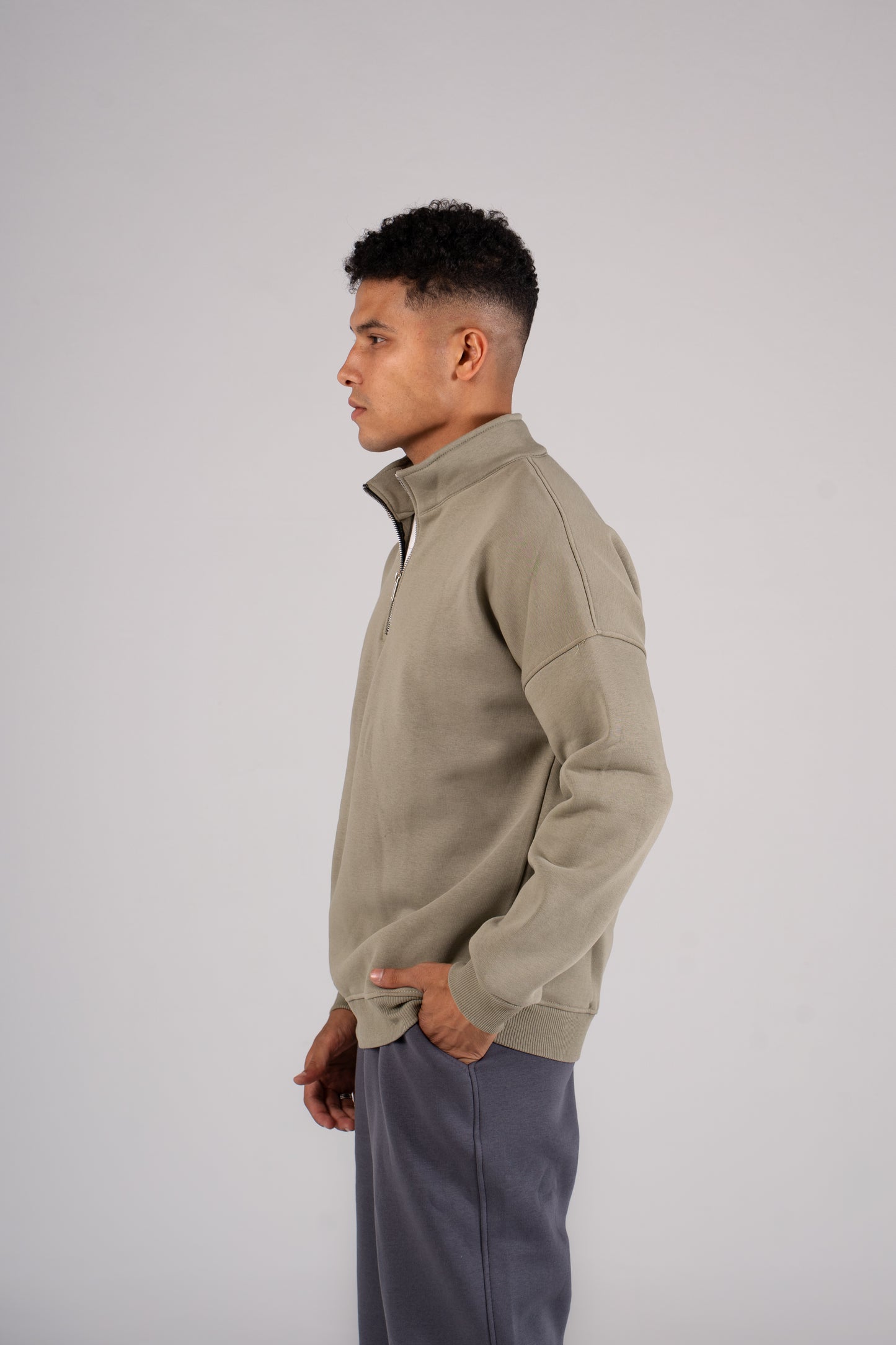 Zipper Melton Sweatshirt سويت شيرت مبطن ميلتون ربع سوسته