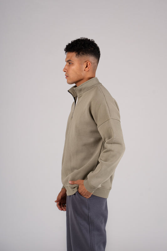 Zipper Melton Sweatshirt سويت شيرت مبطن ميلتون ربع سوسته