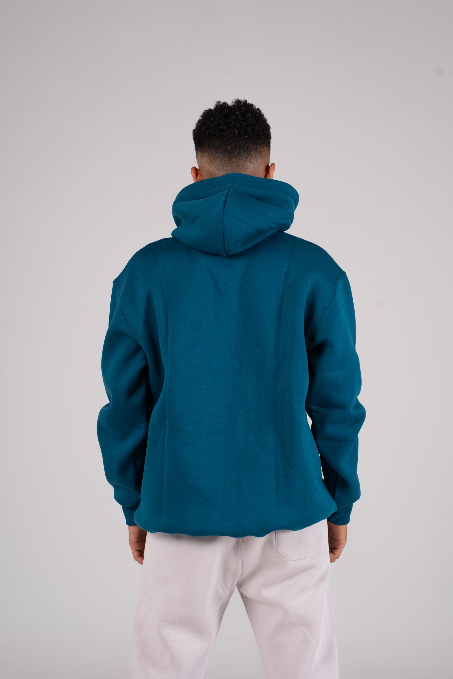Teal Blue Plain Melton Hoodie - هودي ميلتون سادة
