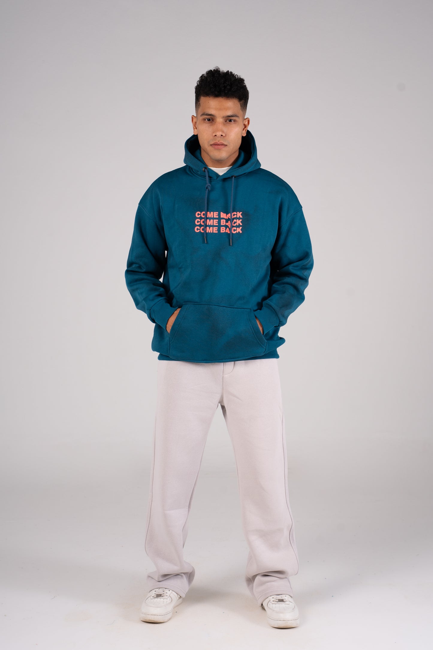 Teal Blue Tie Dye Melton Hoodie - هودي ميلتون بطبعة