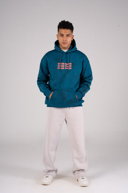 Teal Blue Tie Dye Melton Hoodie - هودي ميلتون بطبعة