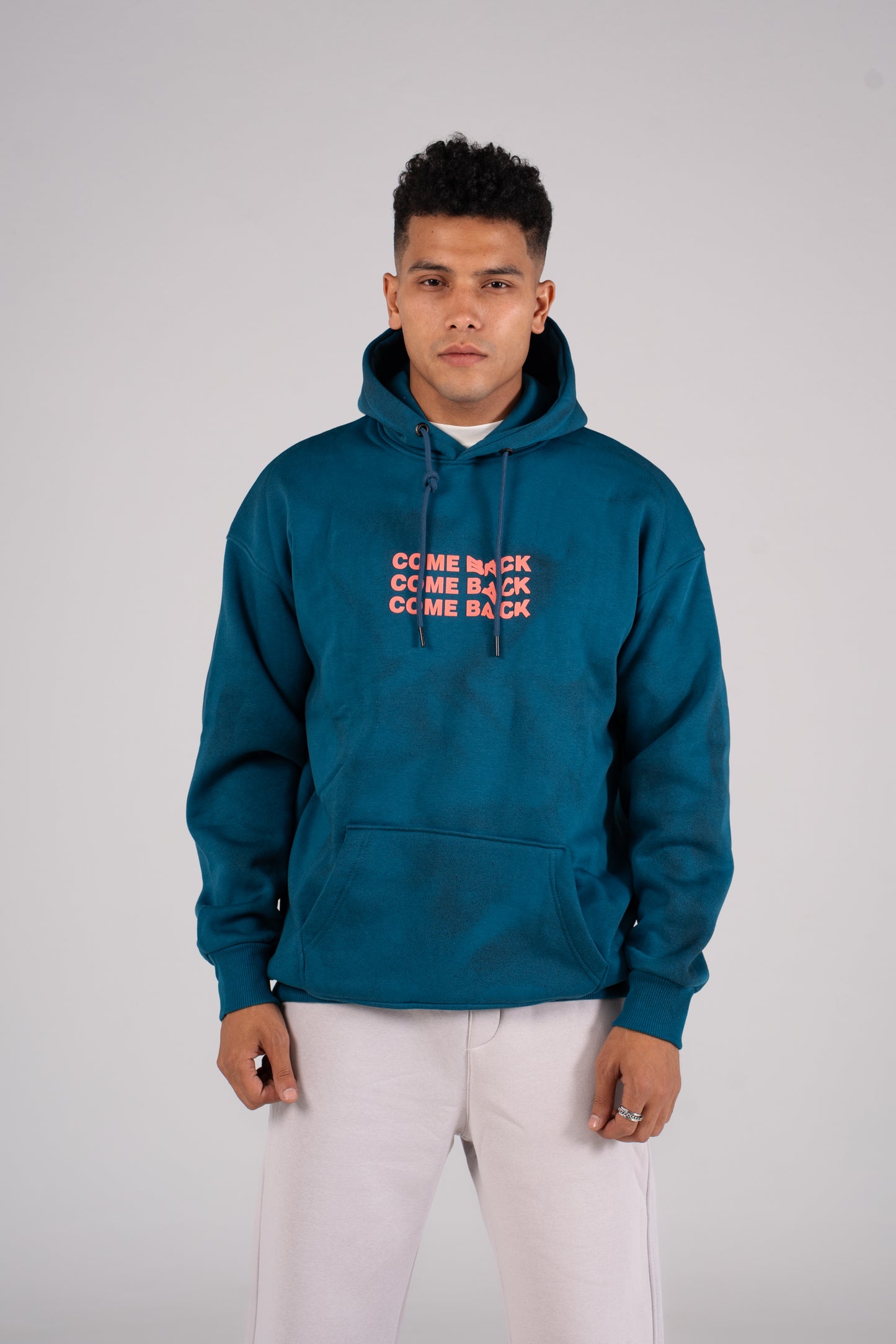 Teal Blue Tie Dye Melton Hoodie - هودي ميلتون بطبعة