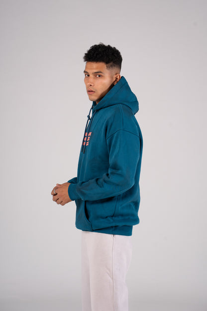 Teal Blue Tie Dye Melton Hoodie - هودي ميلتون بطبعة
