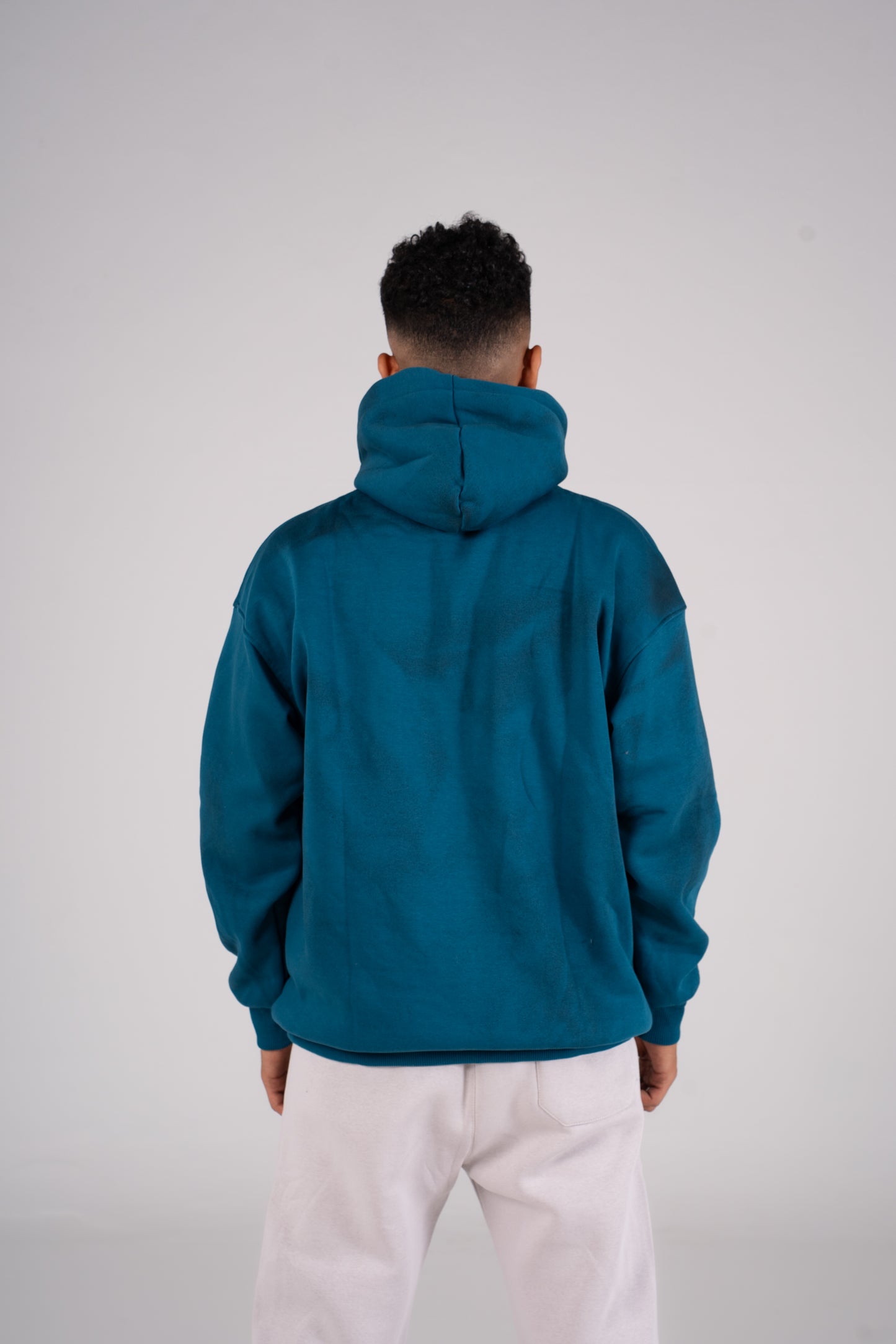 Teal Blue Tie Dye Melton Hoodie - هودي ميلتون بطبعة