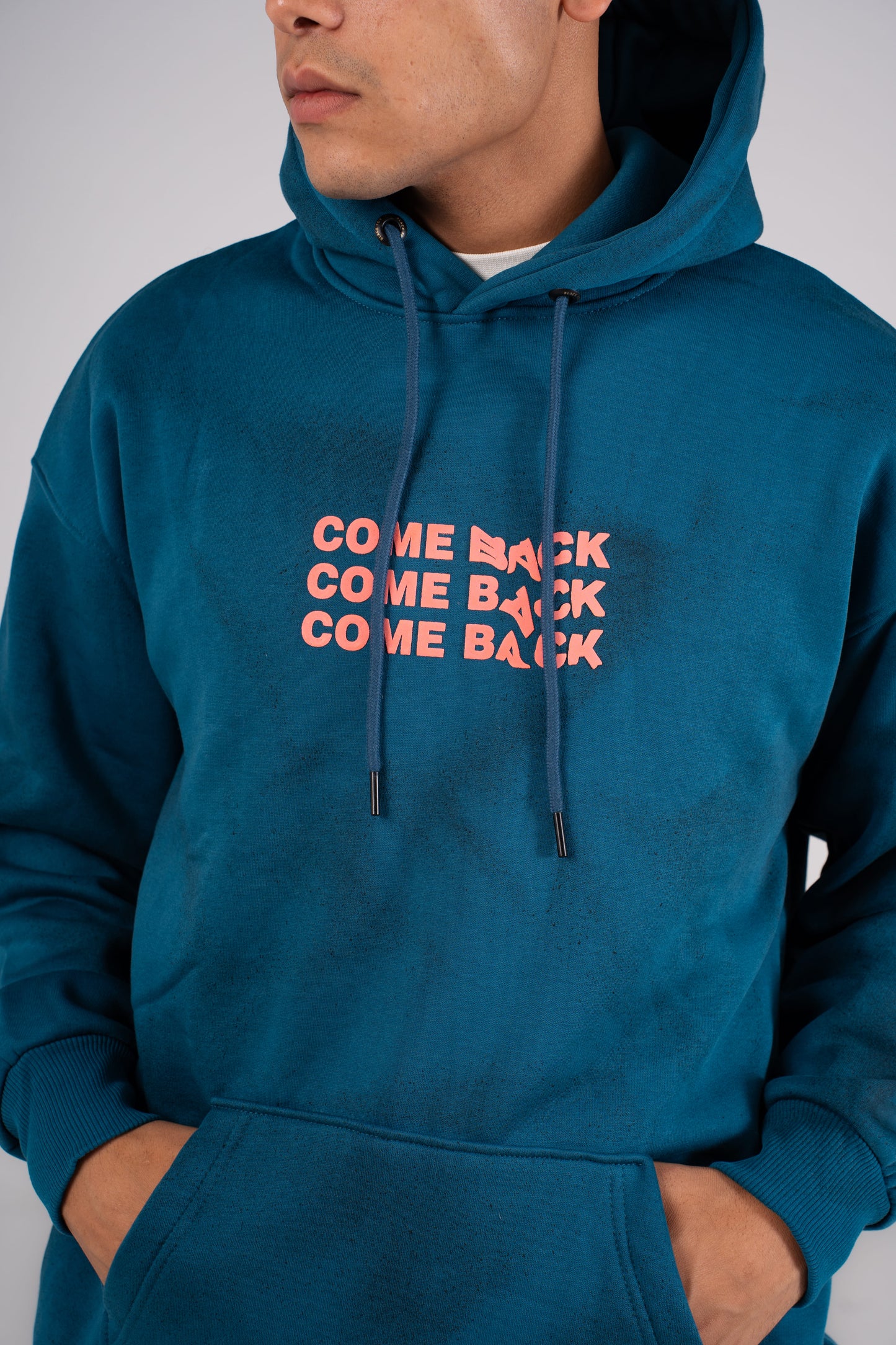 Teal Blue Tie Dye Melton Hoodie - هودي ميلتون بطبعة