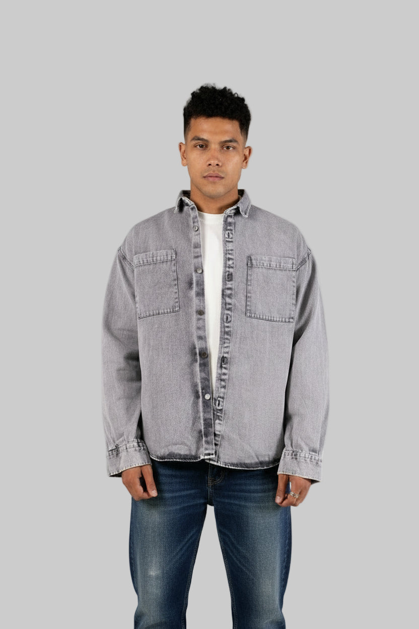 Front Pocket Denim Shirt - قميص جينز بجيب امامي