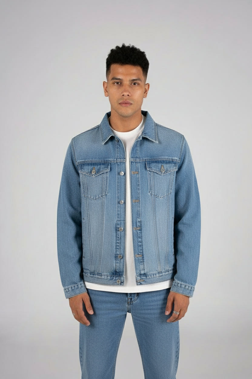 Front Pocket Denim Jacket - جاكيت جينز بجيوب أمامية