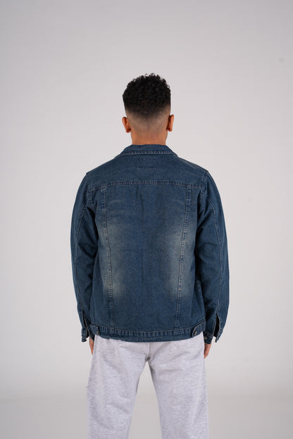 Front Pocket Denim Jacket- جاكيت جينز بجيب امامي