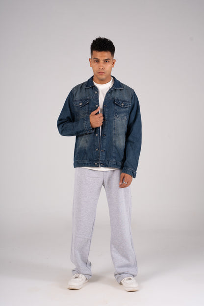 Front Pocket Denim Jacket- جاكيت جينز بجيب امامي