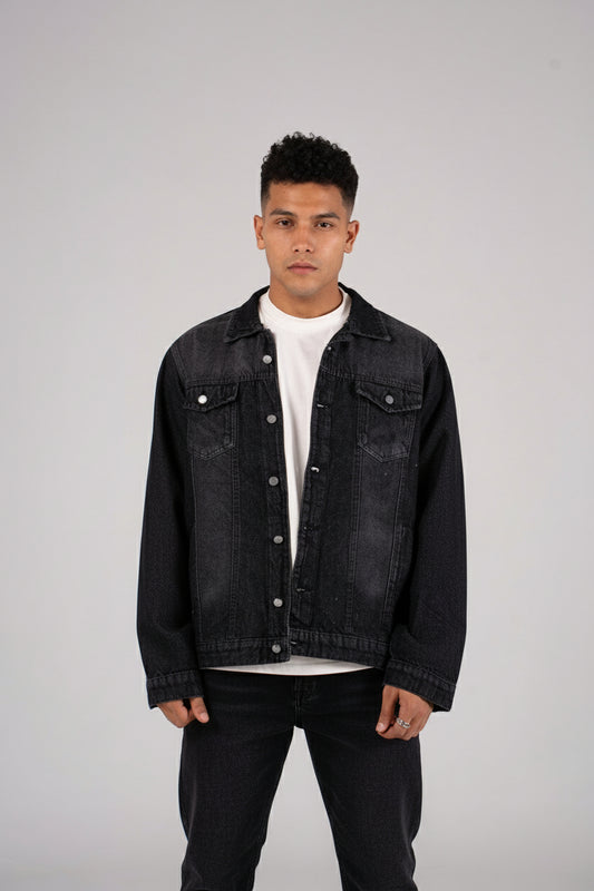 Front Pocket Denim Jacket- جاكيت جينز بجيب امامي