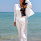 Okoye White Long Sleeves Crochet Set