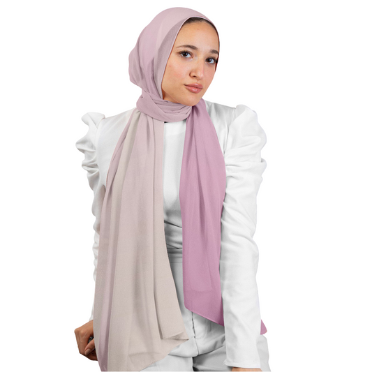 Pink Gradient Chiffon Crepe Scarf