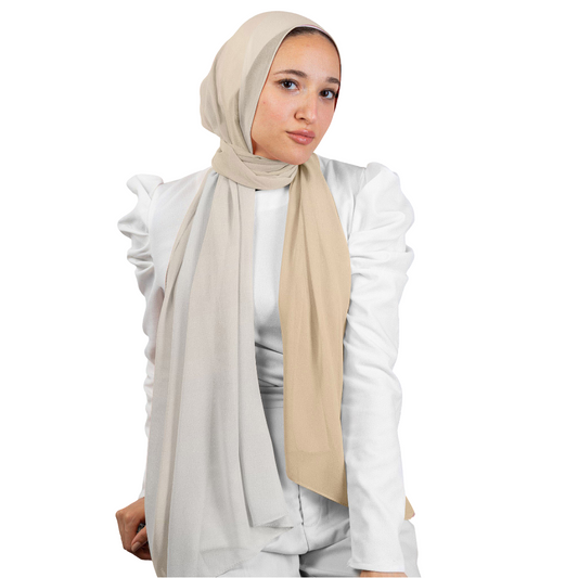 Beige Gradient Chiffon Crepe Scarf