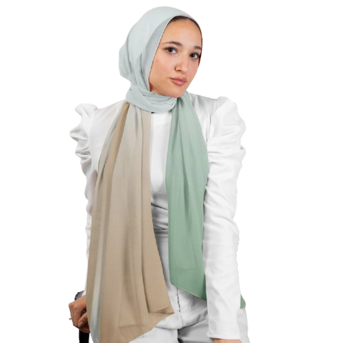 Mint Gradient Chiffon Crepe Scarf