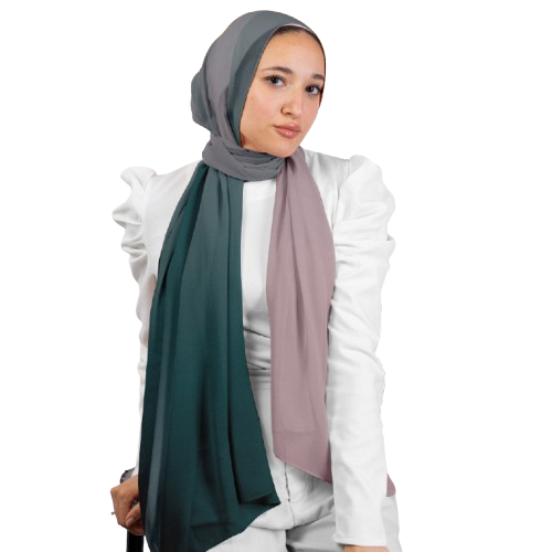 Dark Green Gradient Chiffon Crepe Scarf