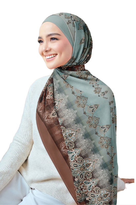 Brown Printed Chiffon Crepe Scarf