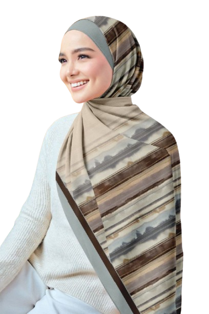 Colorful Striped Printed Chiffon Crepe Scarf