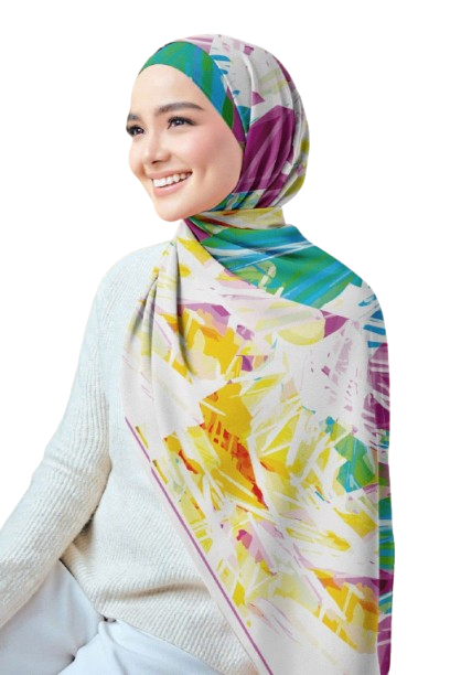 Colorful Printed Chiffon Crepe Scarf