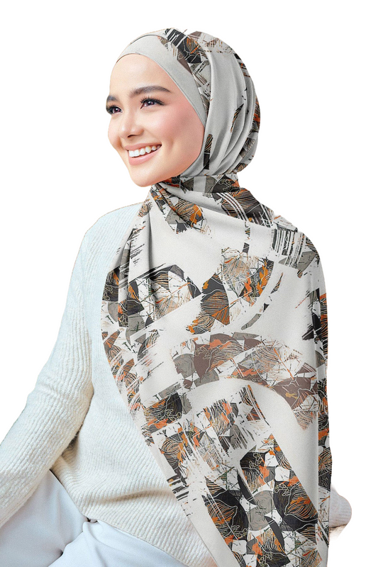 Colorful Printed Chiffon Crepe Scarf