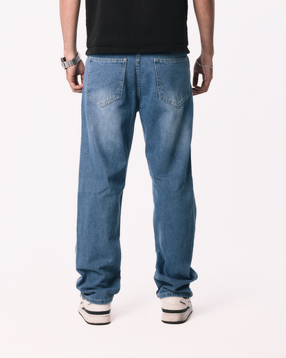 Regular Fit Denim Pants - Washed Light Blue