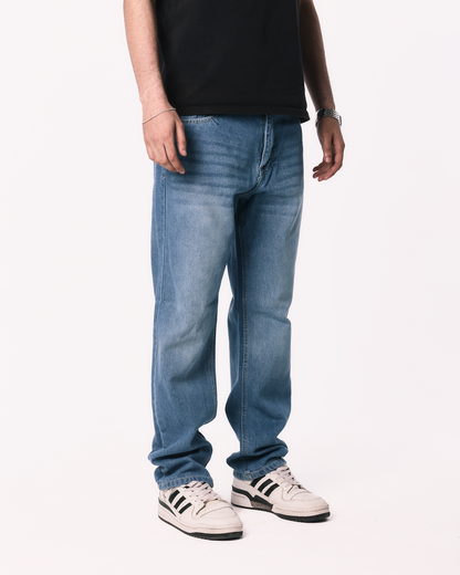 Regular Fit Denim Pants - Washed Light Blue