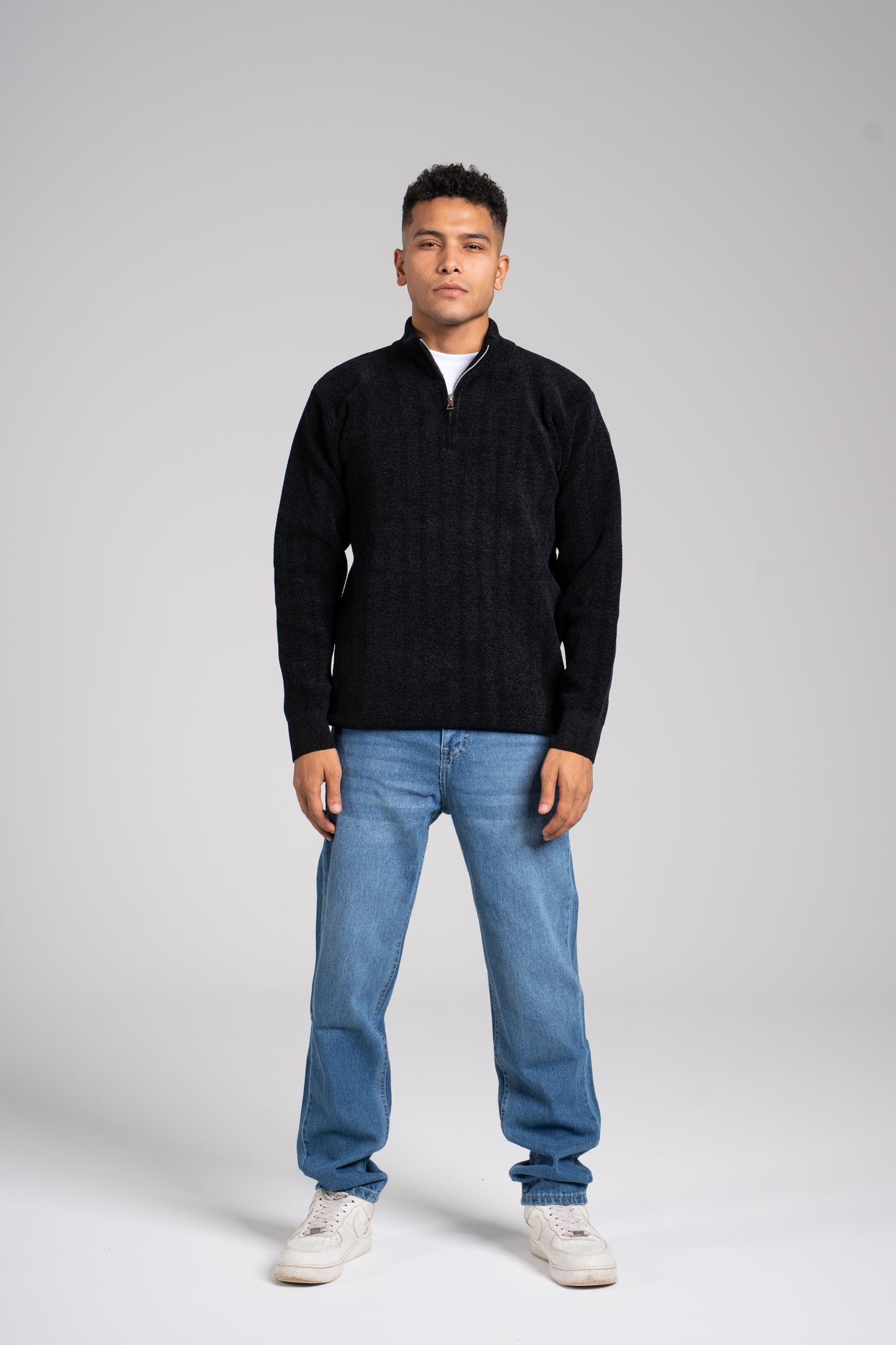 Ribbed Half Zipper Pullover - بلوفر مضلع بنصف سحاب