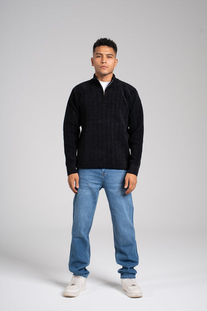 Ribbed Half Zipper Pullover - بلوفر مضلع بنصف سحاب