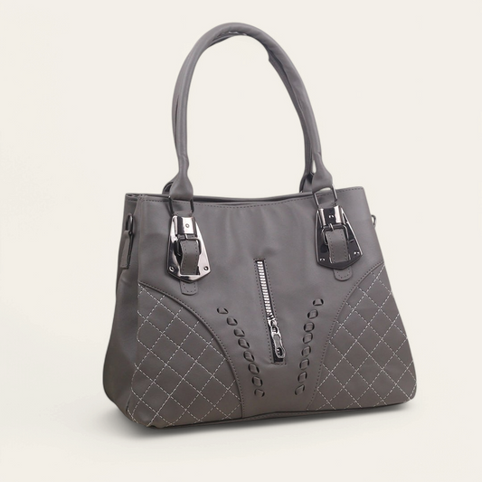 Gray Classic Handbag with Extra Strap
