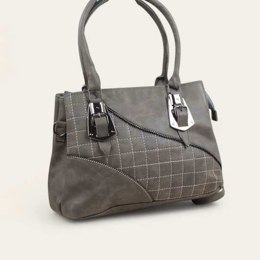 Gray Chic Handbag with Strap