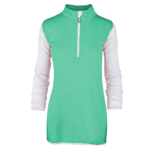 Mint Green Bi-Toned Sportive Quarter Zip Sweatshirt