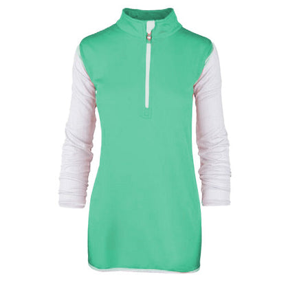 Mint Green Bi-Toned Sportive Quarter Zip Sweatshirt