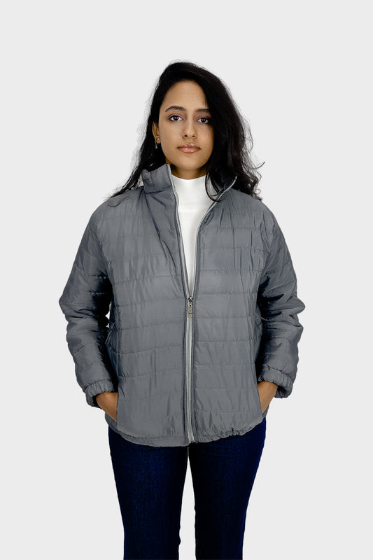 Gray Waterproof Puffer women Jacket