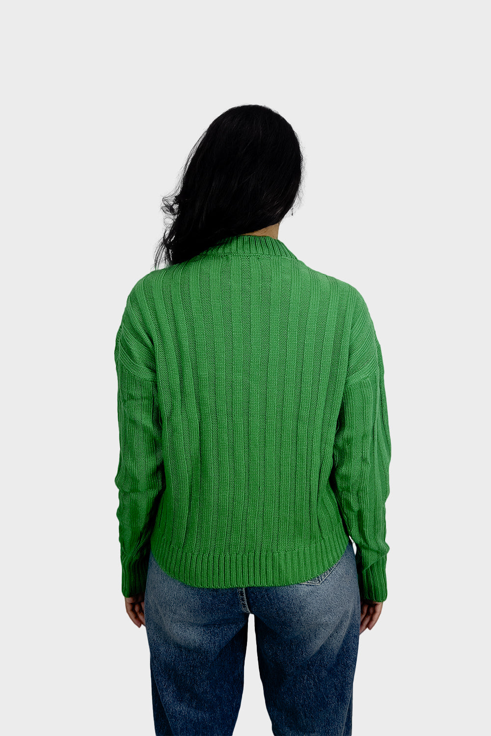 Green High Hip Ribbed Pullover