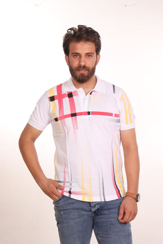 Hero Basic White Self-Printed Ronaldo Polo shirt