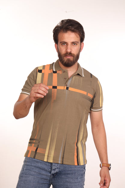 Hero Basic Khaki Printed Ronaldo Polo Shirt