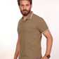 Khaki Striped Cuff Polo Shirt