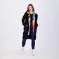 Black Back Printed Hooded Long Jacket