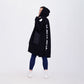 Black Back Printed Hooded Long Jacket