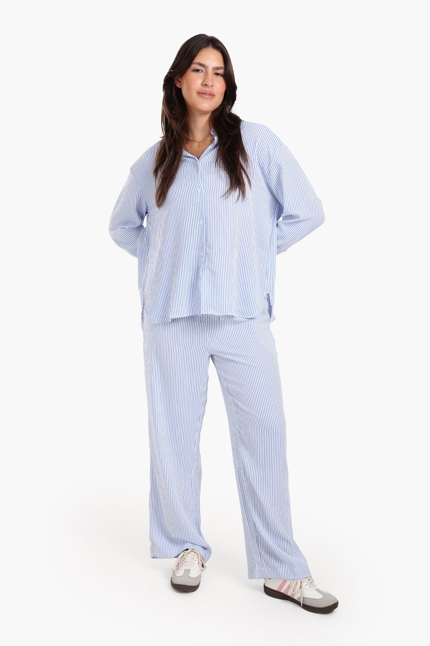 Striped Elastic Waist Pants