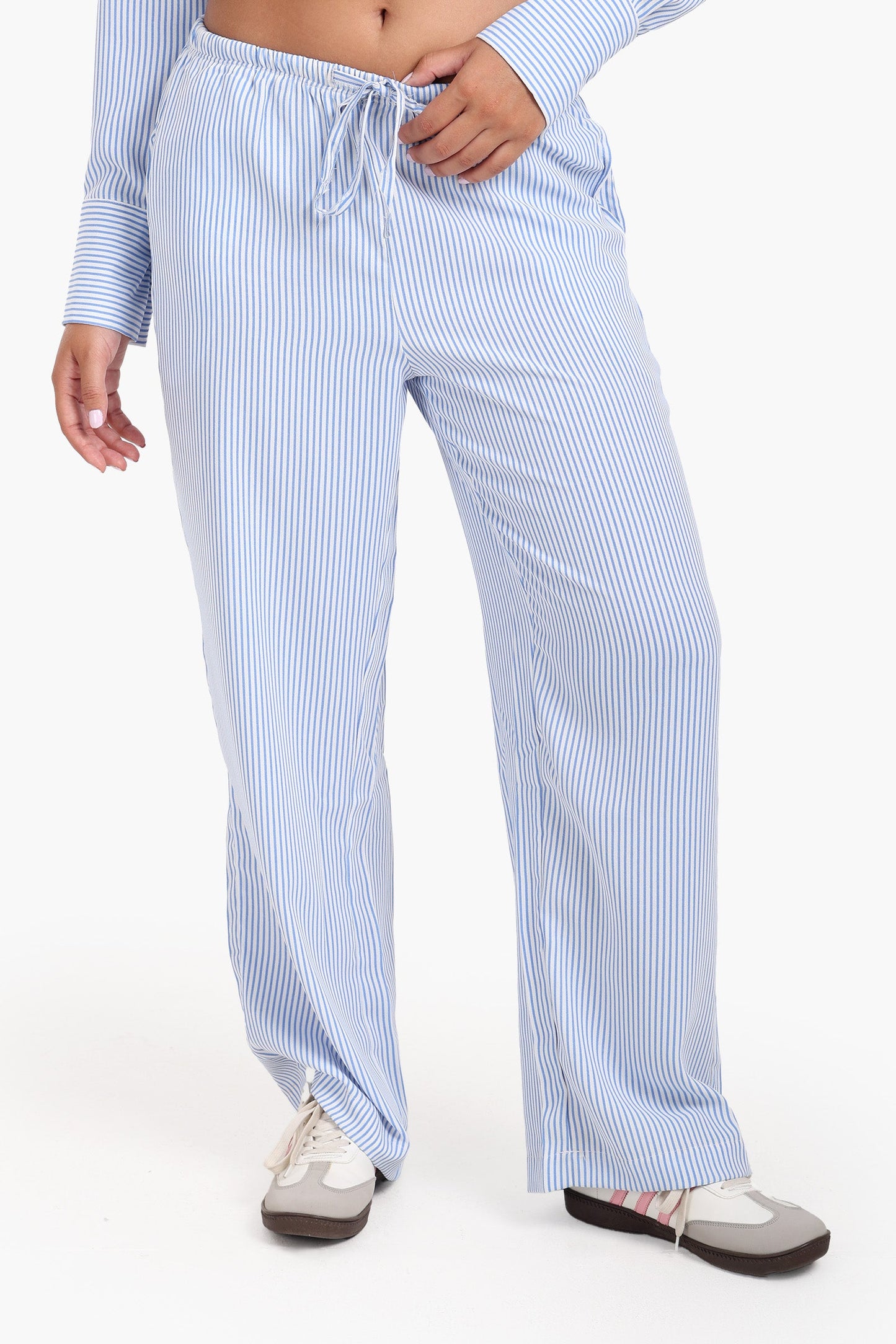 Striped Elastic Waist Pants