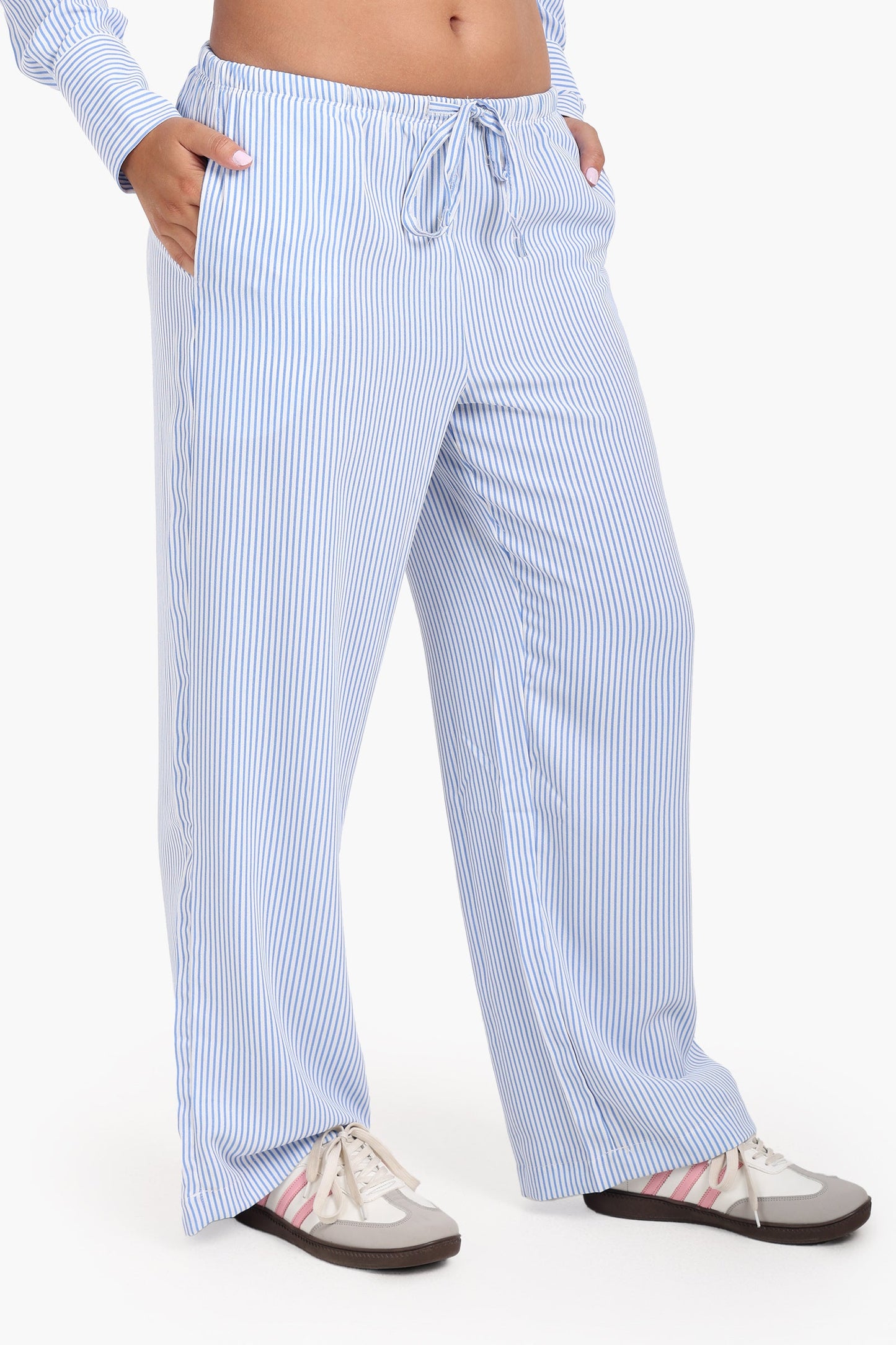 Striped Elastic Waist Pants