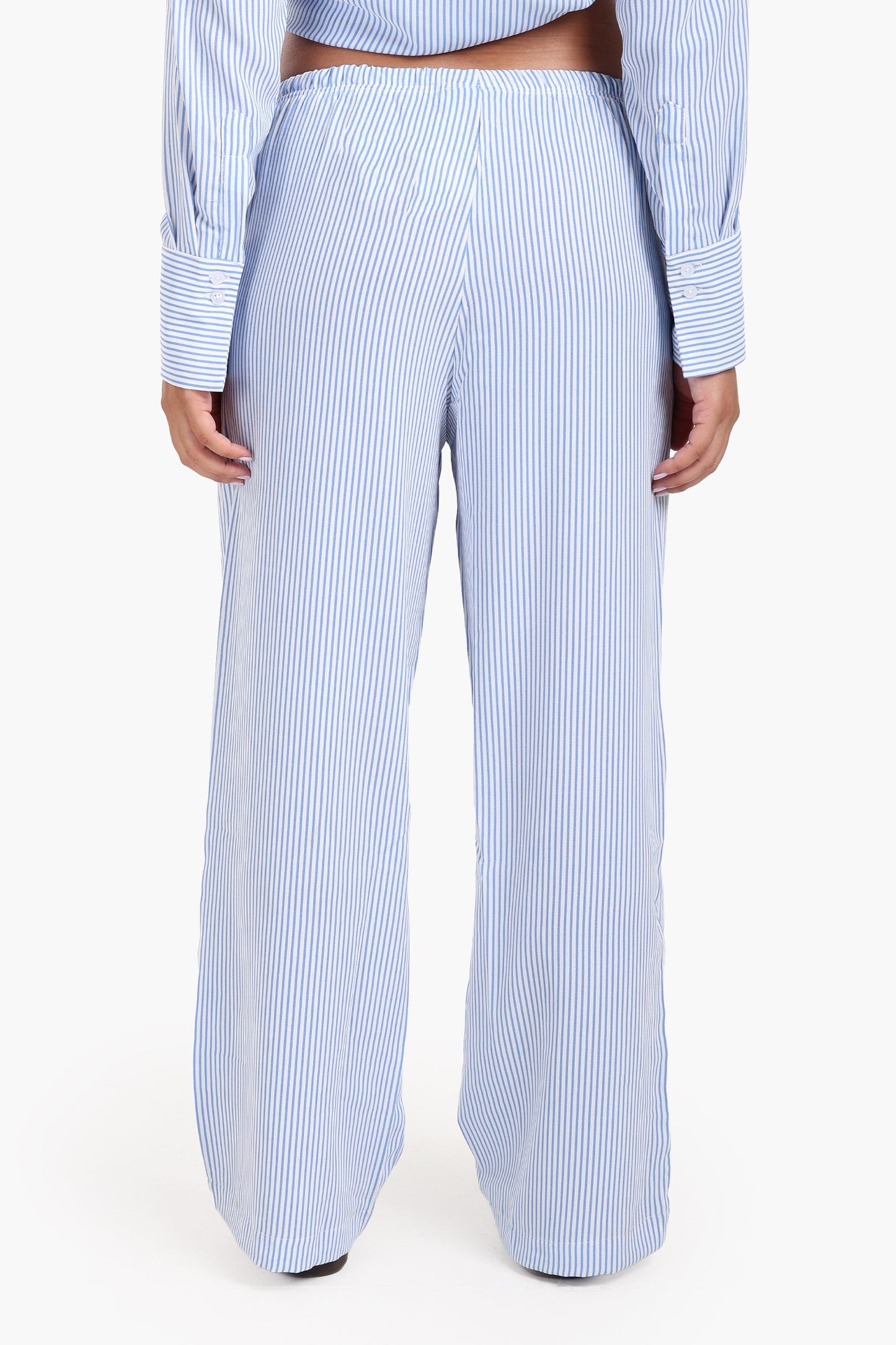 Striped Elastic Waist Pants