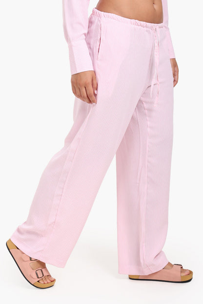 Striped Elastic Waist Pants