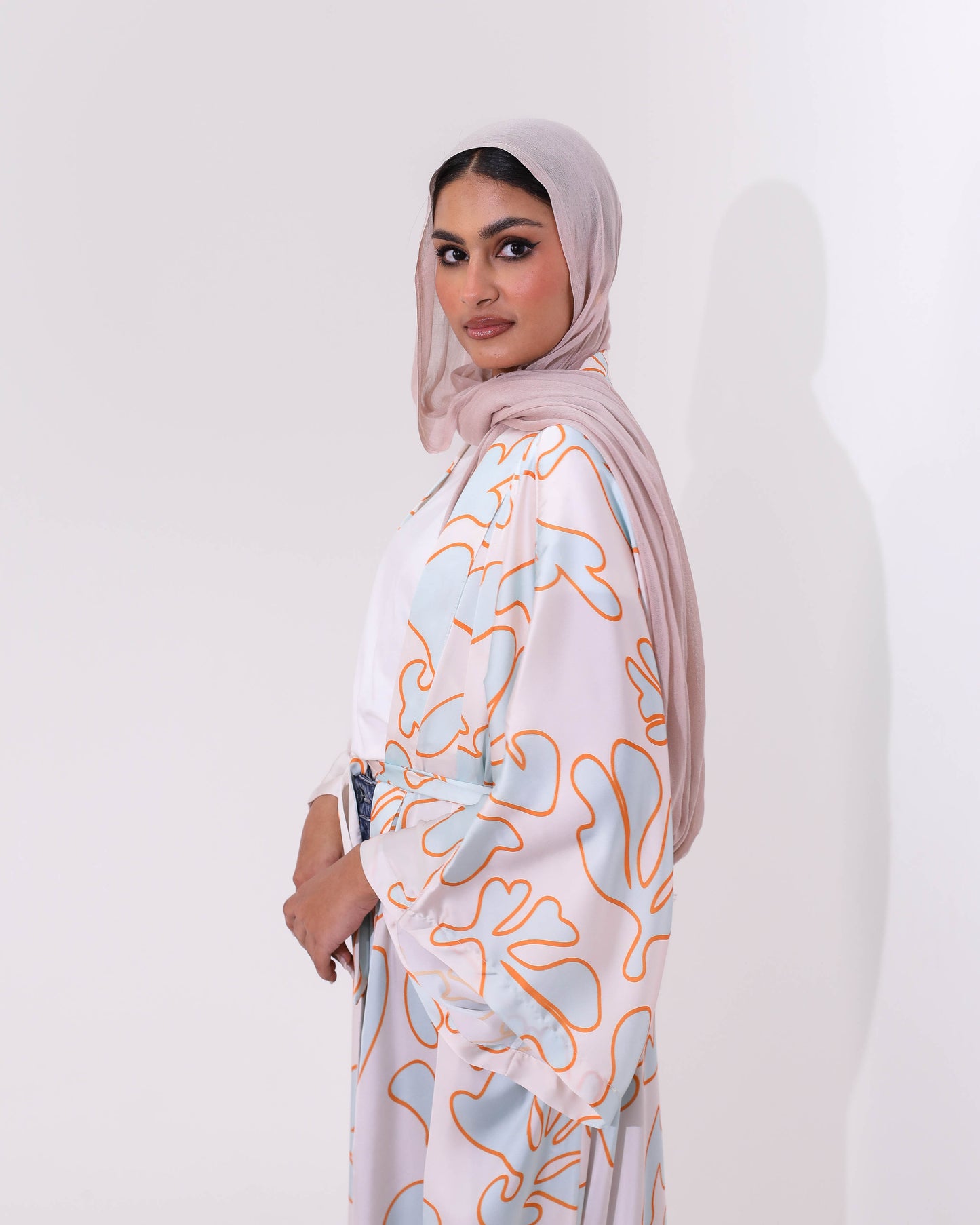 Light Blue Printed Kimono