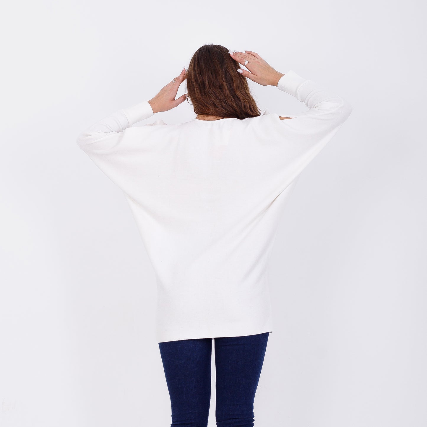 Off White Strass Batwing Pullover