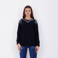 Black Strass Batwing Pullover