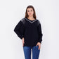 Black Strass Batwing Pullover